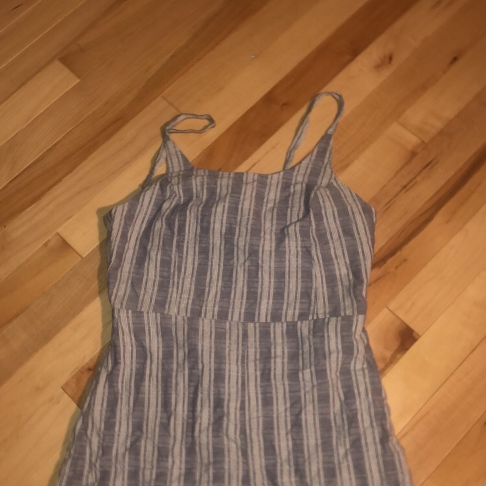 Blue and white stripped romper